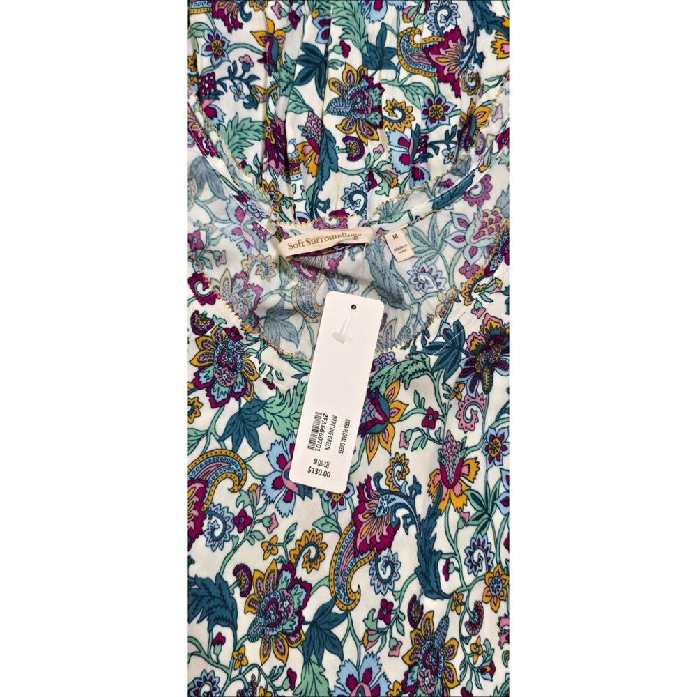 NWT Soft Surroundings Kara Botanical Floral Dress Boho Maxi Short Sleeve M - Picture 6 of 6